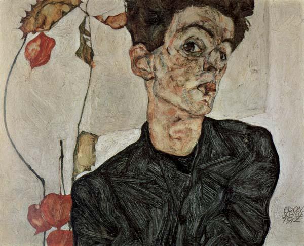 Egon Schiele Self-Portrait with Chinese Lantern Fruit China oil painting art